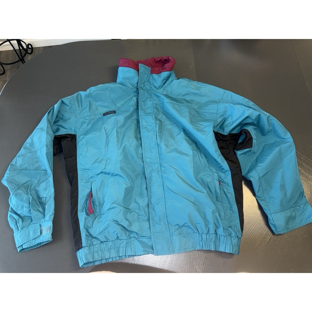 Vintage Columbia Bugaboo Jacket Men Large Teal Pink Zip-In Just Ski Shell 90s